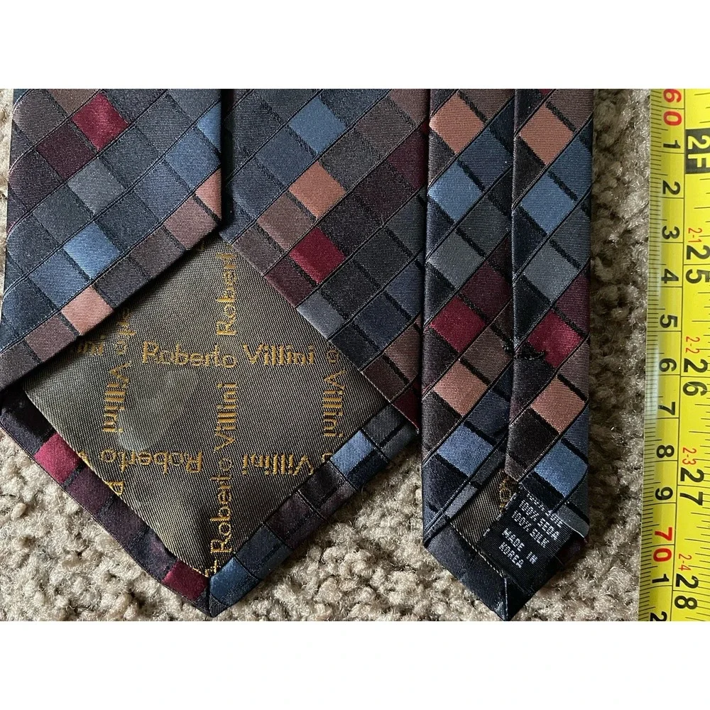 Roberto Villini Collezione Neckwear Tie Multi Color Stained Glass 100% Silk JBHS